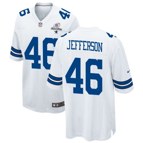 Malik Jefferson 46 Dallas Cowboys 2023 Playoffs Patch Game Men Jersey - White