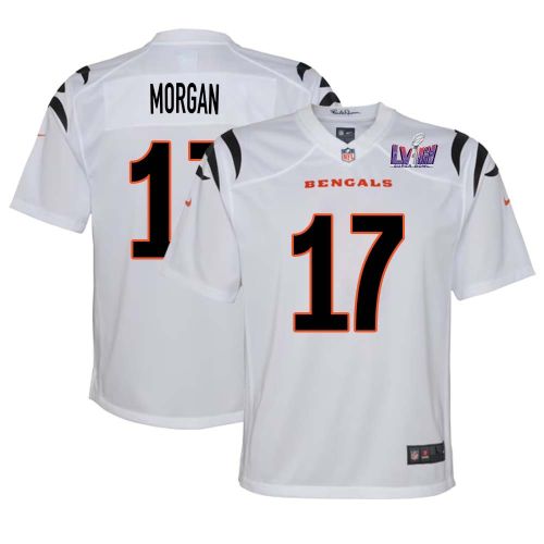 Stanley Morgan 17 Cincinnati Bengals Super Bowl LVIII YOUTH Away Limited Jersey - White