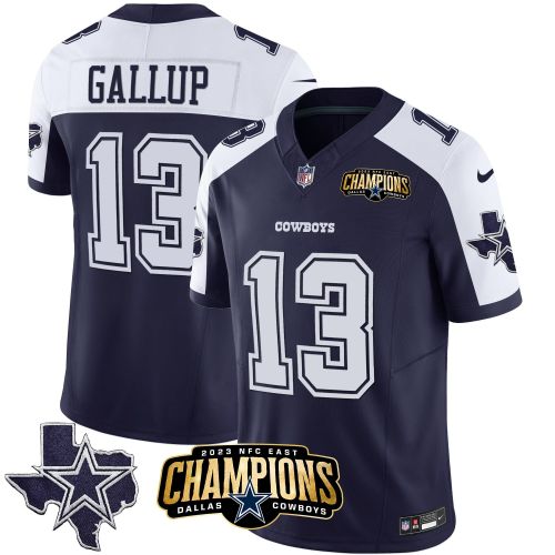 Michael Gallup 13 Dallas Cowboys 2023 NFC East Champions Patch Alternate Game Men Jersey - Navy