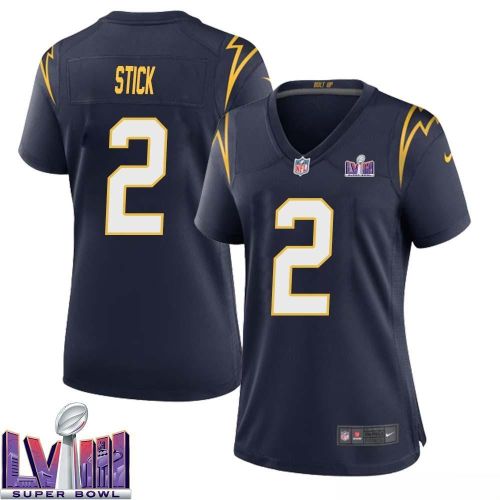 Easton Stick 2 Los Angeles Chargers Super Bowl LVIII Women Alternate Game Jersey - Navy