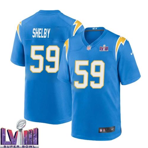 Ty Shelby 59 Los Angeles Chargers Super Bowl LVIII Men Home Game Jersey - Powder Blue