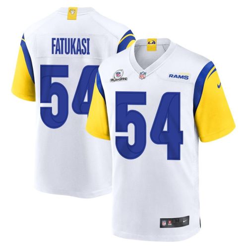 Olakunle Fatukasi 54 Los Angeles Rams 2023 Playoffs Patch Game Men Jersey - White