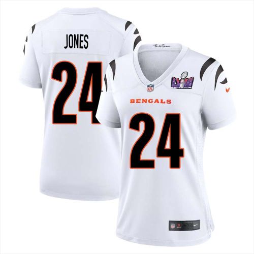 Adam Jones 24 Cincinnati Bengals Super Bowl LVIII Women Away Limited Jersey - White