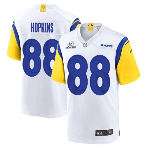 Brycen Hopkins 88 Los Angeles Rams 2023 Playoffs Patch Game Men Jersey - White