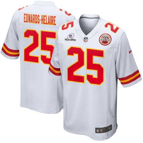 Clyde Edwards-Helaire 25 Kansas City Chiefs 2023 Playoffs Patch Game Men Jersey - White