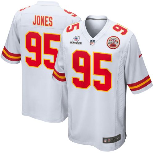 Chris Jones 95 Kansas City Chiefs 2023 Playoffs Patch Game Men Jersey - White