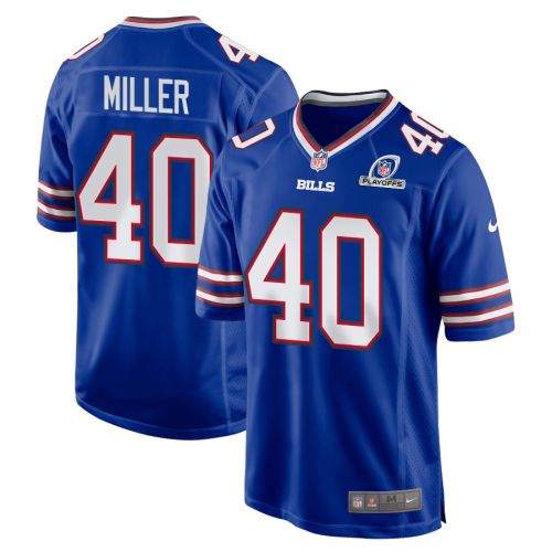 Von Miller 40 Buffalo Bills 2023 Playoffs Patch Game Men Jersey - Royal