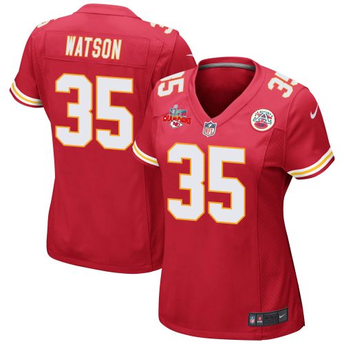 Jaylen Watson 35 Kansas City Chiefs Super Bowl LVII Champions 3 Stars Women Game Jersey - Red