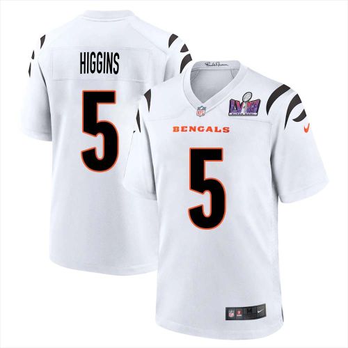 Tee Higgins 5 Cincinnati Bengals Super Bowl LVIII Men Away Limited Jersey - White