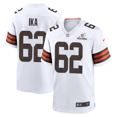 Siaki Ika 62 Cleveland Browns 2023 Playoffs Patch Game Men Jersey - White