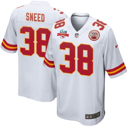 L'Jarius Sneed 38 Kansas City Chiefs Super Bowl LVII Champions 3 Stars Men Game Jersey - White