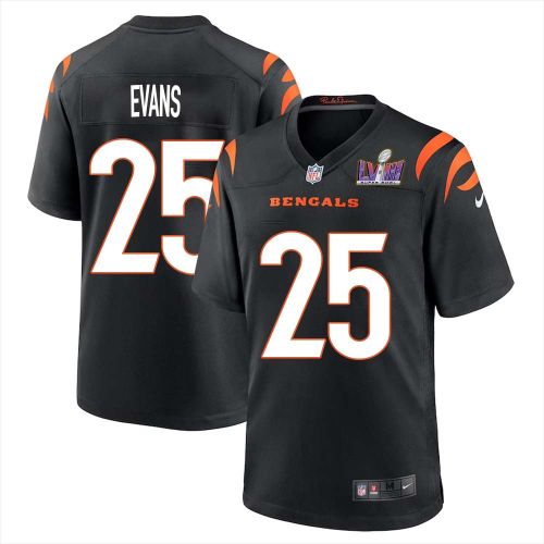 Chris Evans 25 Cincinnati Bengals Super Bowl LVIII Men Home Limited Jersey - Black