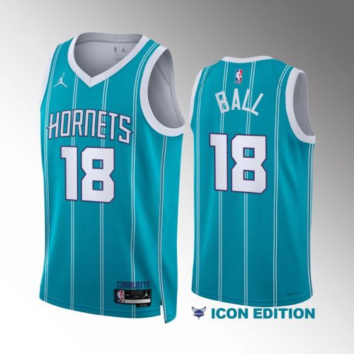 LiAngelo Ball 18 2022-23 Charlotte Hornets Teal Icon Edition Men Jersey Swingman