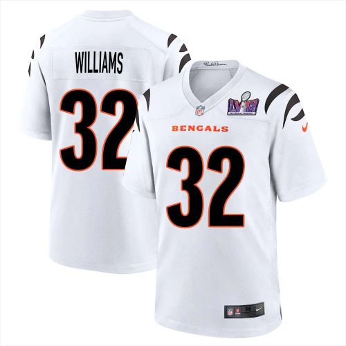 Trayveon Williams 32 Cincinnati Bengals Super Bowl LVIII Men Away Limited Jersey - White