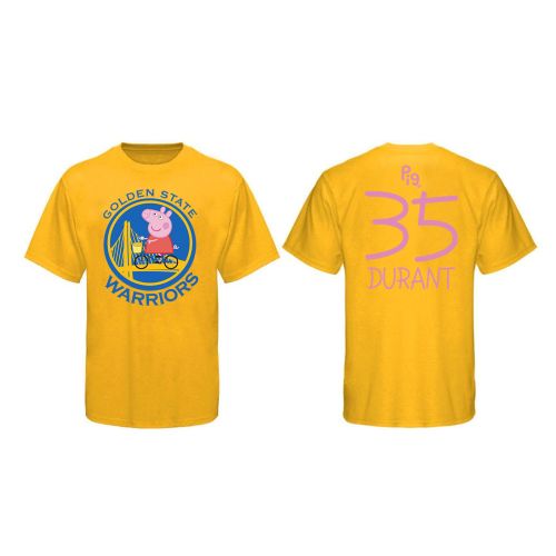 Kevin Durant 35 Golden State Warriors Pig Print T-Shirt - Yellow