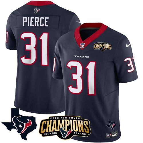 Dameon Pierce 31 Houston Texans 2023 AFC South Champions Patch Game Men Jersey - Navy