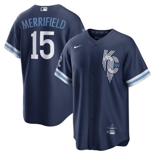 Whit Merrifield 15 Kansas City Royals 2022-23 City Connect Jersey - Navy