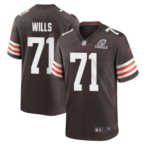 Jedrick Wills 71 Cleveland Browns 2023 Playoffs Patch Game Men Jersey - Brown