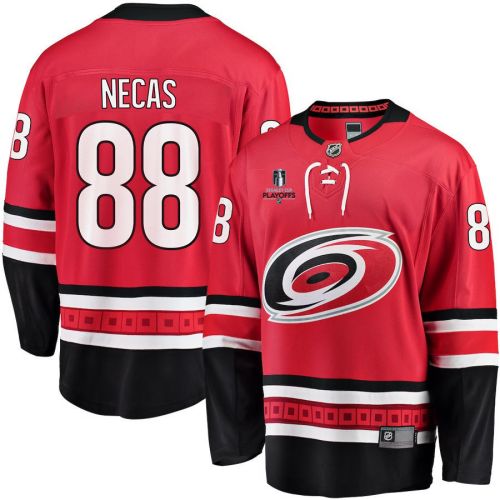 Martin Necas 88 Carolina Hurricanes Stanley Cup 2023 Playoffs Patch Home Breakaway Men Jersey - Red