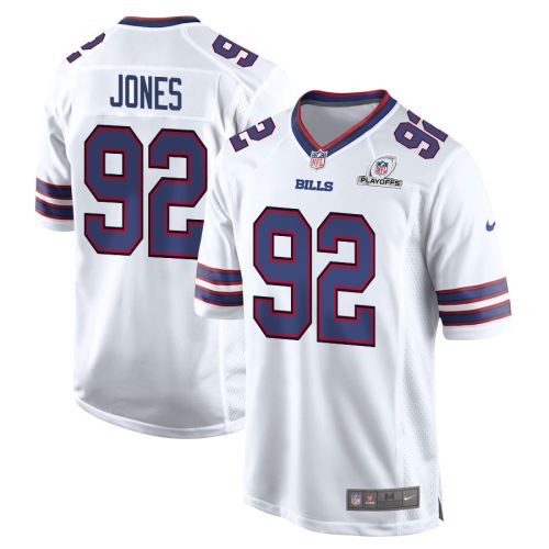 DaQuan Jones 92 Buffalo Bills 2023 Playoffs Patch Game Men Jersey - White