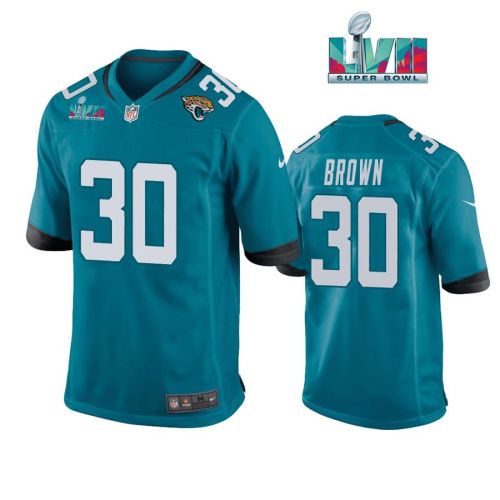 Montaric Brown 30 Jacksonville Jaguars Super Bowl LVII Super Bowl LVII Teal Men Game Jersey