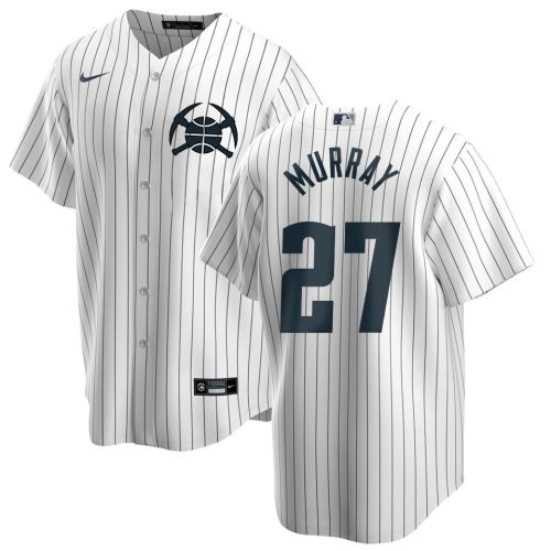 Jamal Murray 27 Denver Nuggets x NY Yankees Baseball Men Jersey - White