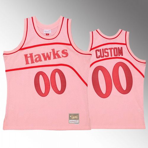 Atlanta Hawks Custom 00 Pink Space Knit Men Jersey Hardwood Classics