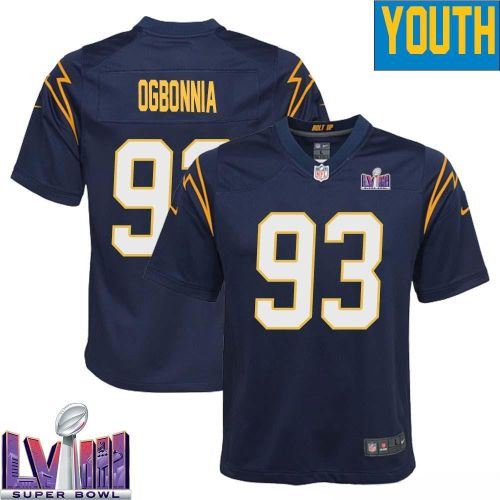 Otito Ogbonnia 93 Los Angeles Chargers Super Bowl LVIII YOUTH Alternate Game Jersey - Navy