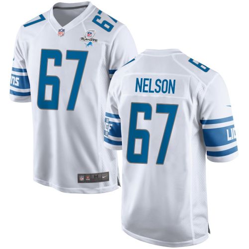 Matt Nelson 67 Detroit Lions 2023 Playoffs Patch Game Men Jersey - White