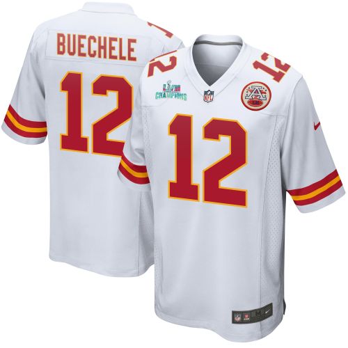 Shane Buechele 12 Kansas City Chiefs Super Bowl LVII Champions Men Game Jersey - White