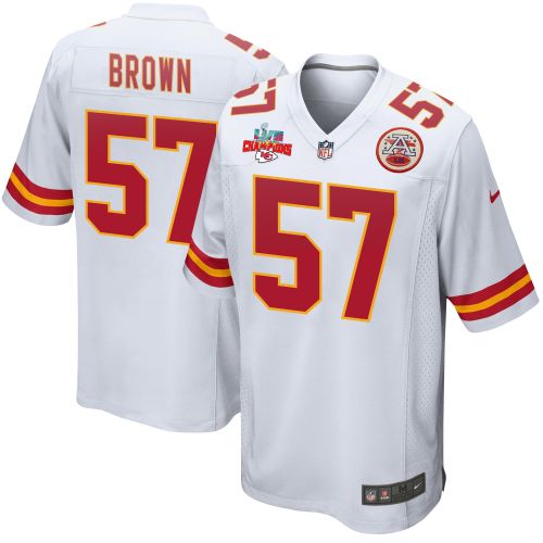 Orlando Brown 57 Kansas City Chiefs Super Bowl LVII Champions 3 Stars Men Game Jersey - White