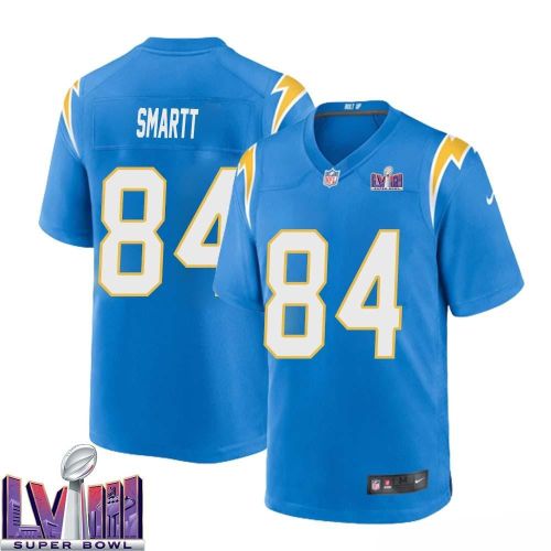 Stone Smartt 84 Los Angeles Chargers Super Bowl LVIII Men Home Game Jersey - Powder Blue