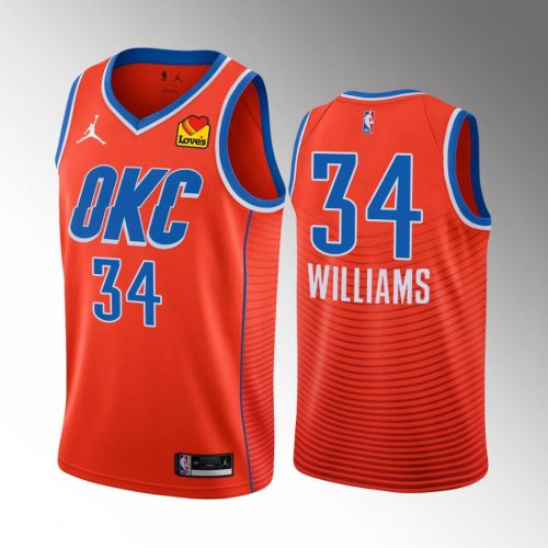 Oklahoma City Thunder Kenrich Williams 34 2022-23 Statement Edition Orange Men Jersey Swingman