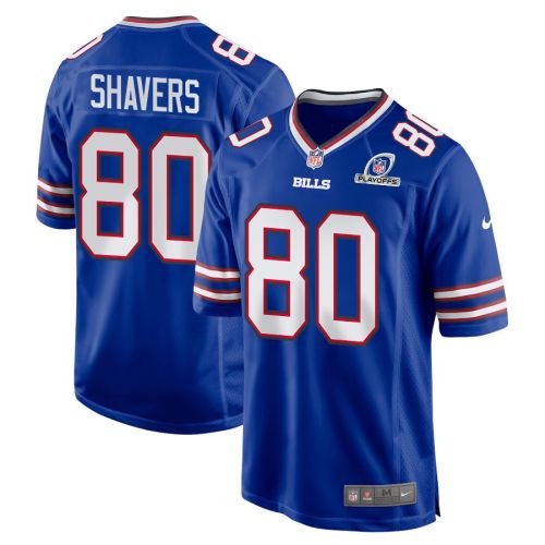 Tyrell Shavers 80 Buffalo Bills 2023 Playoffs Patch Game Men Jersey - Royal