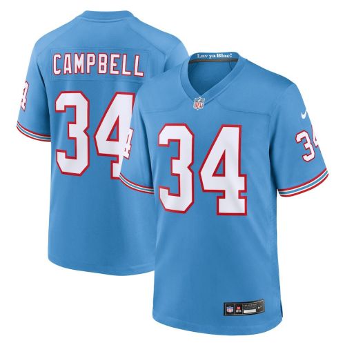 Earl Campbell 34 Tennessee Titans Oilers Throwback Retired Men Game Jersey - Light Blue