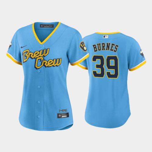 Corbin Burnes 39 Milwaukee Brewers Corbin Burnes 2022-23 City Connect Powder Blue Women's Jersey