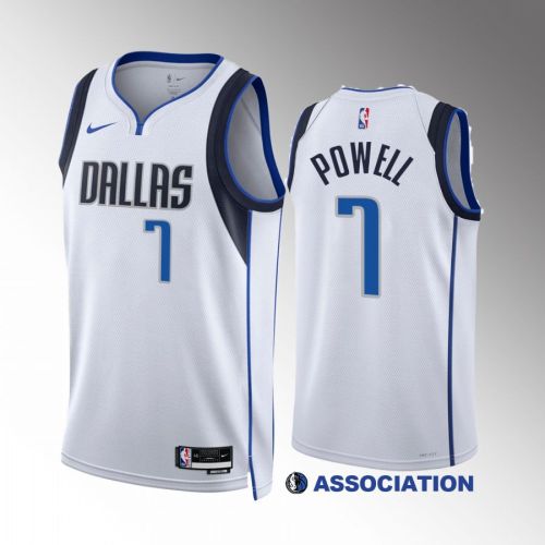 Dwight Powell 7 2022-23 Dallas Mavericks White Association Edition Jersey Swingman