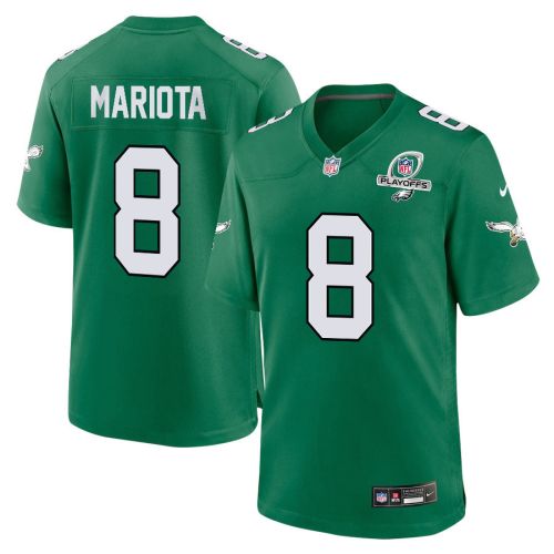 Marcus Mariota 8 Philadelphia Eagles 2023 Playoffs Patch Alternate Game Men Jersey - Kelly Green