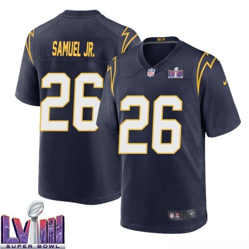 Asante Samuel Jr. 26 Los Angeles Chargers Super Bowl LVIII Men Alternate Game Jersey - Navy