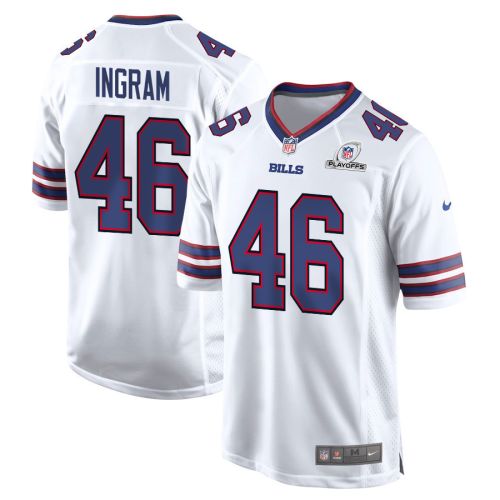 Ja'Marcus Ingram 46 Buffalo Bills 2023 Playoffs Patch Game Men Jersey - White