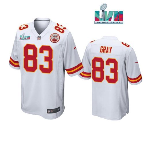 Noah Gray 83 Kansas City Chiefs Super Bowl LVII White Men Game Jersey