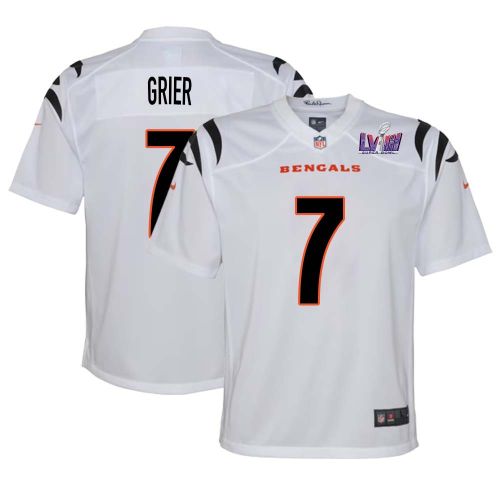 Will Grier 7 Cincinnati Bengals Super Bowl LVIII YOUTH Away Limited Jersey - White