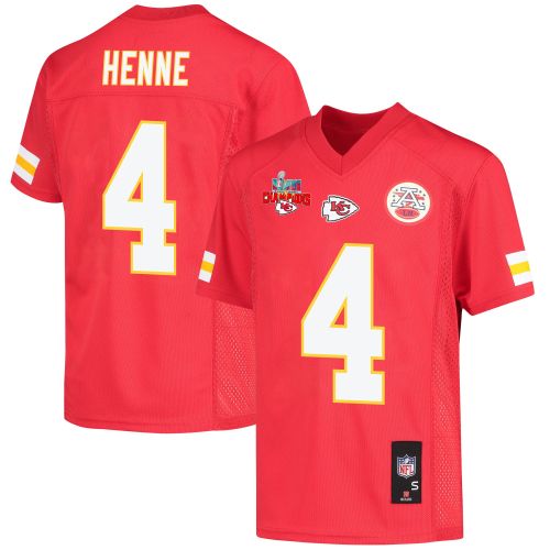 Chad Henne 4 Kansas City Chiefs Super Bowl LVII Champions 3 Stars Youth Game Jersey - Red