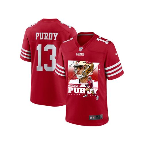 Brock Purdy 13 San Francisco 49ers Signed Glass Game YOUTH Jersey - Scarlet