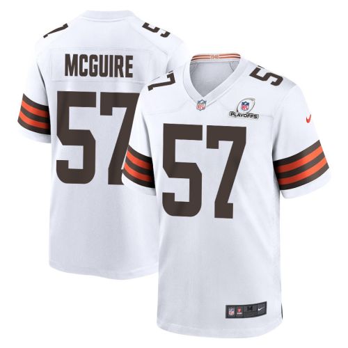 Isaiah McGuire 57 Cleveland Browns 2023 Playoffs Patch Game Men Jersey - White