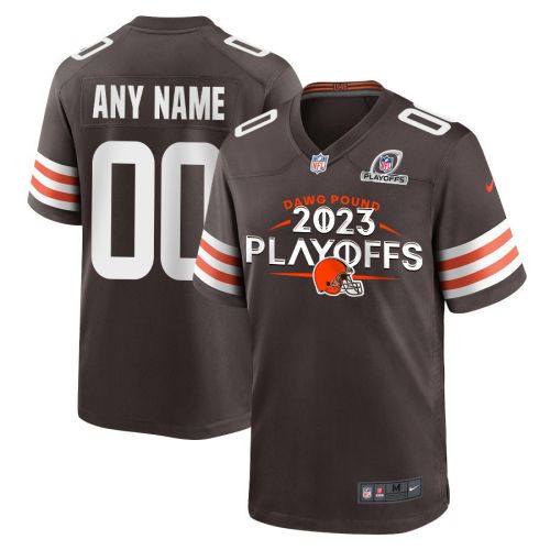 Cleveland Browns Dawg Pound 2023 Playoffs Game Men Custom Jersey - Brown