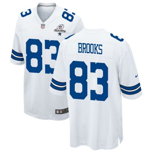 Jalen Brooks 83 Dallas Cowboys 2023 Playoffs Patch Game Men Jersey - White