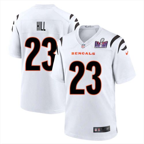 Dax Hill 23 Cincinnati Bengals Super Bowl LVIII Men Away Limited Jersey - White