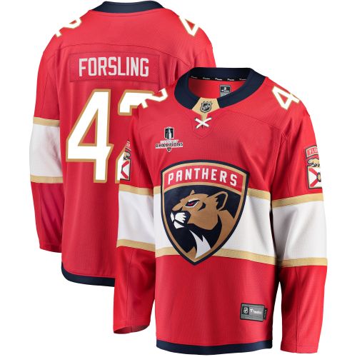 Florida Panthers Gustav Forsling 42 Home 2023 Stanley Cup Champions Breakaway Men Jersey - Red