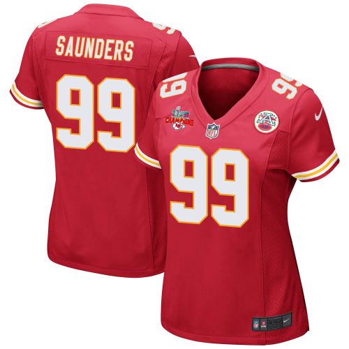 Khalen Saunders 99 Kansas City Chiefs Super Bowl LVII Champions 3 Stars Women Game Jersey - Red